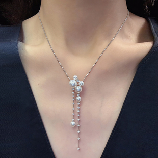 T家专柜款 繁花瀑布小灯泡进口礼物 海水akoya珍珠多珠流星项链