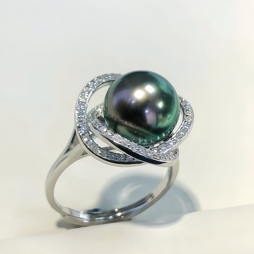 孔雀绿强光鸟巢曲线戒指高级