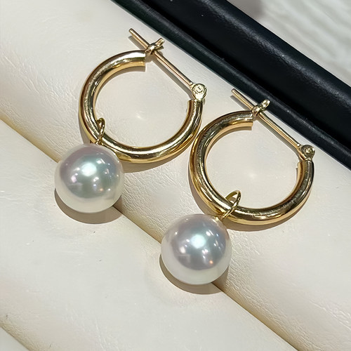 海水akoya珍珠耳环扣项链 法式多用款女轻奢高级耳圈送礼证书