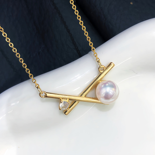 海水阿古屋akoya珍珠项链吊坠 刘亦菲交叉平衡木日本专柜同款证书