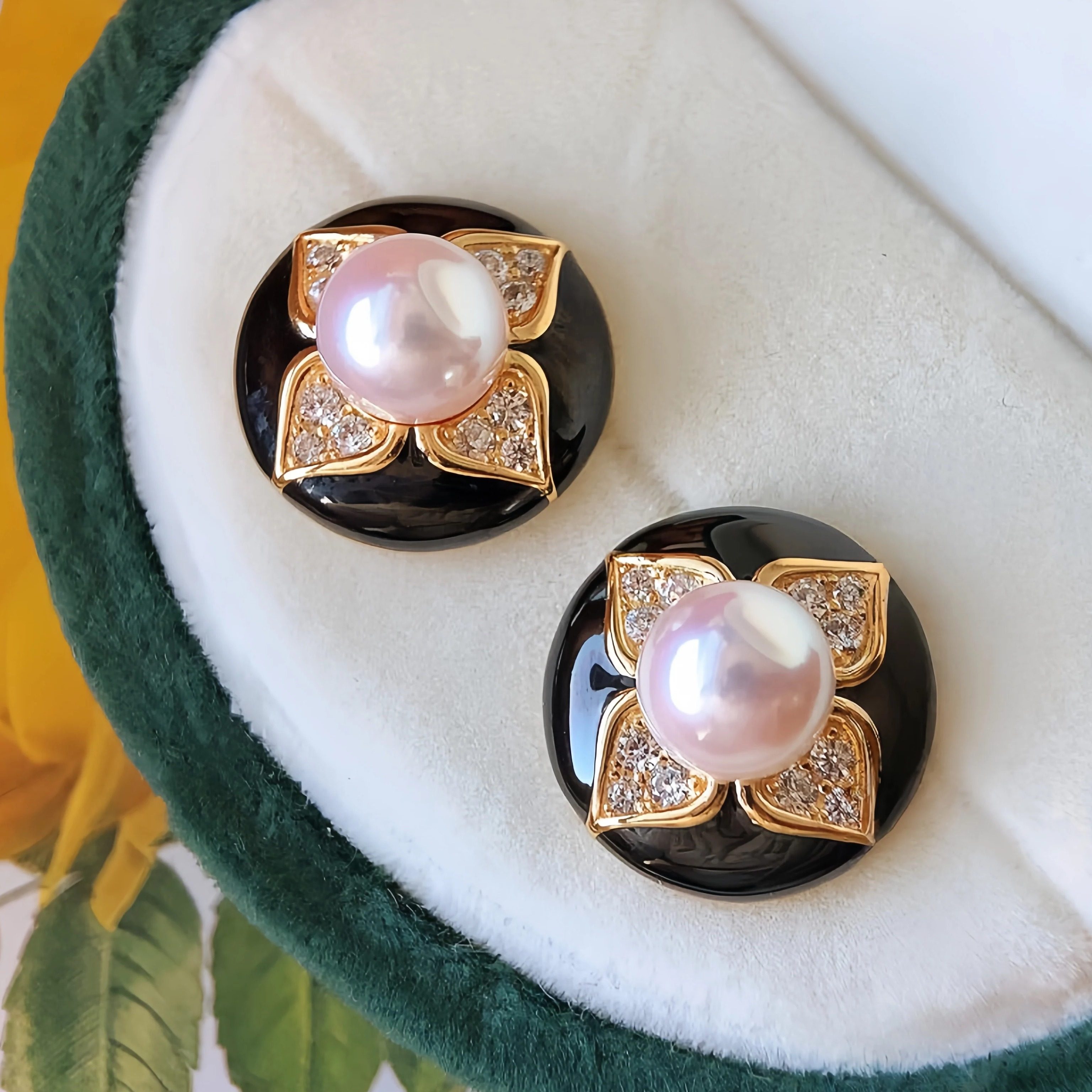 海水akoya珍珠耳环钉饰黑金珐琅山茶花小香 小灯泡轻奢带证书礼物,珠宝/钻石/翡翠,耳饰,淘宝优惠券,粉丝福利购,淘宝优惠卷