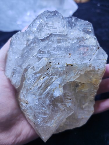 660克天然白水晶骨干原石 双尖骸骨形水晶原石 黄泥开窗骸骨水晶