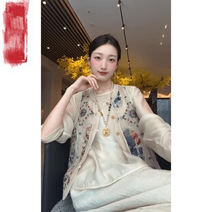 2026新款夏季国风马甲新中式女装圆领绣花气质薄款上衣马夹外套