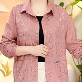 妈妈装 外套2025夏季 新款 洋气翻领大码 Z休闲百搭中老年花萝防晒衫