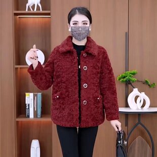 妈妈棉袄外套女士秋冬装2025新款爆款皮毛一体棉衣小个子加厚棉服