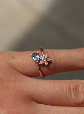 全新女士托帕石戒指手饰品