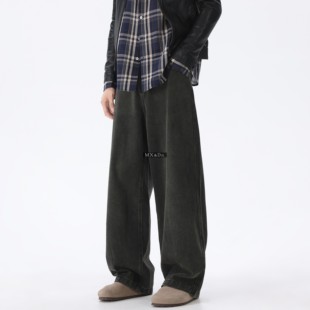 2026男士弯刀牛仔阔腿裤男款水洗直筒牛仔裤男宽松休闲百搭春夏