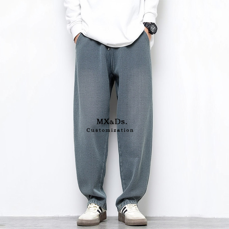 2026新款男款牛仔裤男裤宽松直筒休闲裤子抽绳裤松紧腰早春新爆款