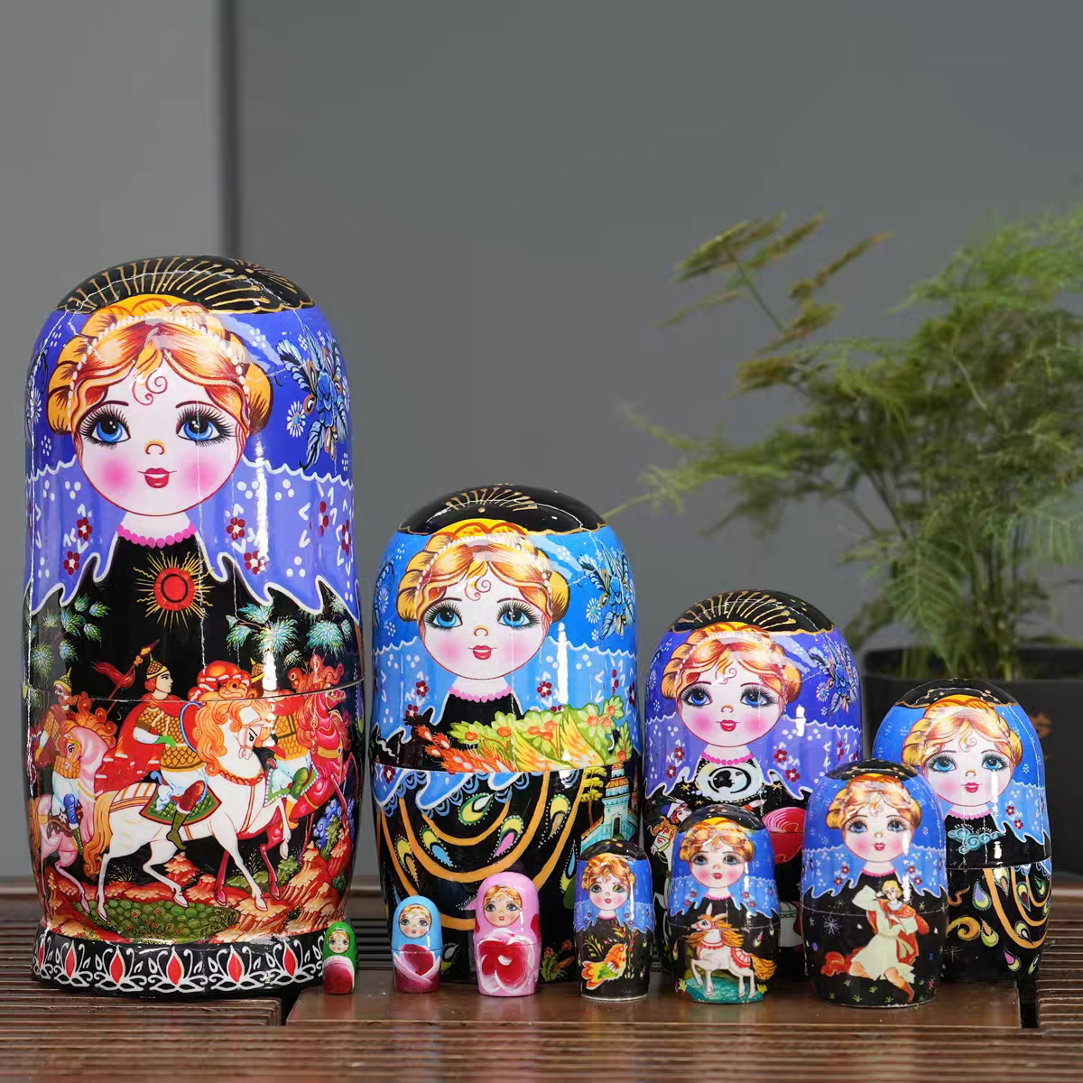 俄罗斯套娃10层故事套娃风干椴木儿童玩具创意摆件节日礼物摆件
