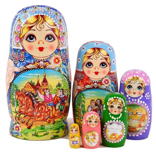 俄罗斯套娃6层精品哈尔滨冰雪节旅游纪念品节日礼物摆件儿童玩具