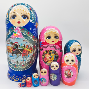 正版俄罗斯套娃10层特色烤漆精品手绘工艺椴木材质创意礼物摆件