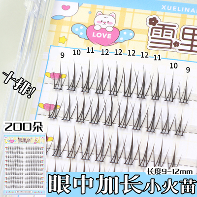 眼中加长小火苗假睫毛免胶自然仿真浓密分段式单簇化妆师雪里奈