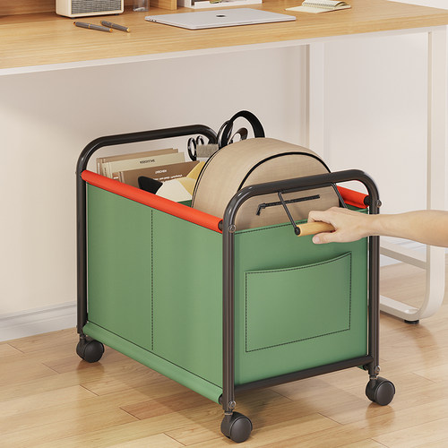 桌底收纳神器！小推车书架