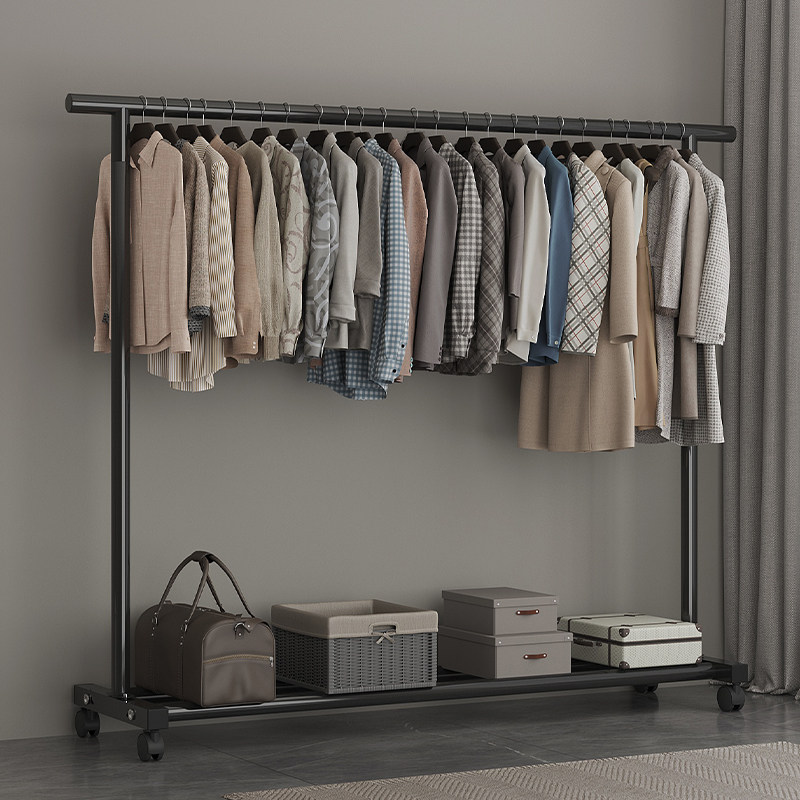 【带轮晾衣架】家用落地挂衣架