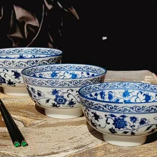 中式青花家用碗盘5英寸碗陶瓷碗