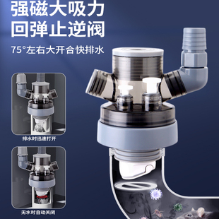 潜水艇厨房下水管三头通下水三通分流器多功能水槽接头防返臭神器