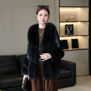 真皮羽绒服女2025冬季新款超大狐狸毛领海宁绵羊皮皮衣外套短款