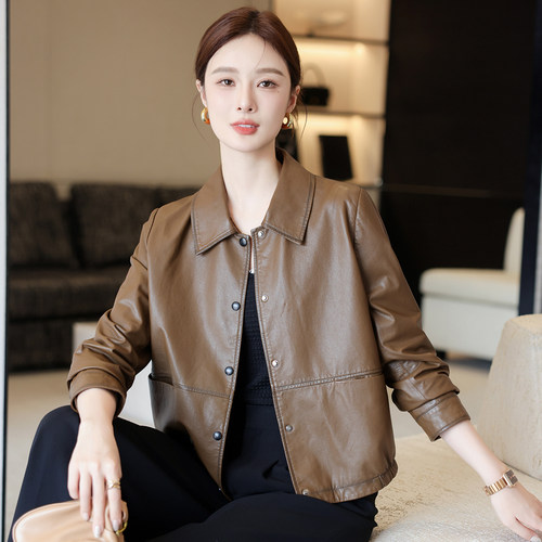 皮衣燕夫人真皮短款头层绵羊皮