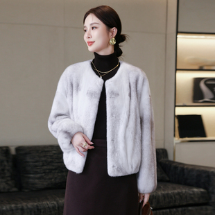 水貂皮草外套女2025冬季新款十字貂整貂皮大衣短款小个子貂皮皮毛