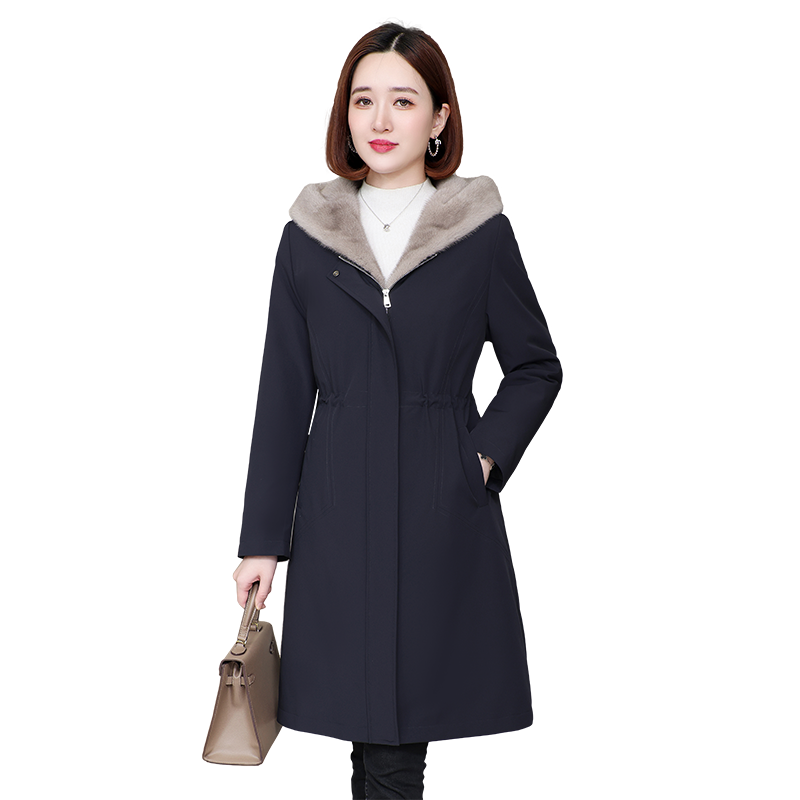 派克服女冬季新款修身水貂内胆