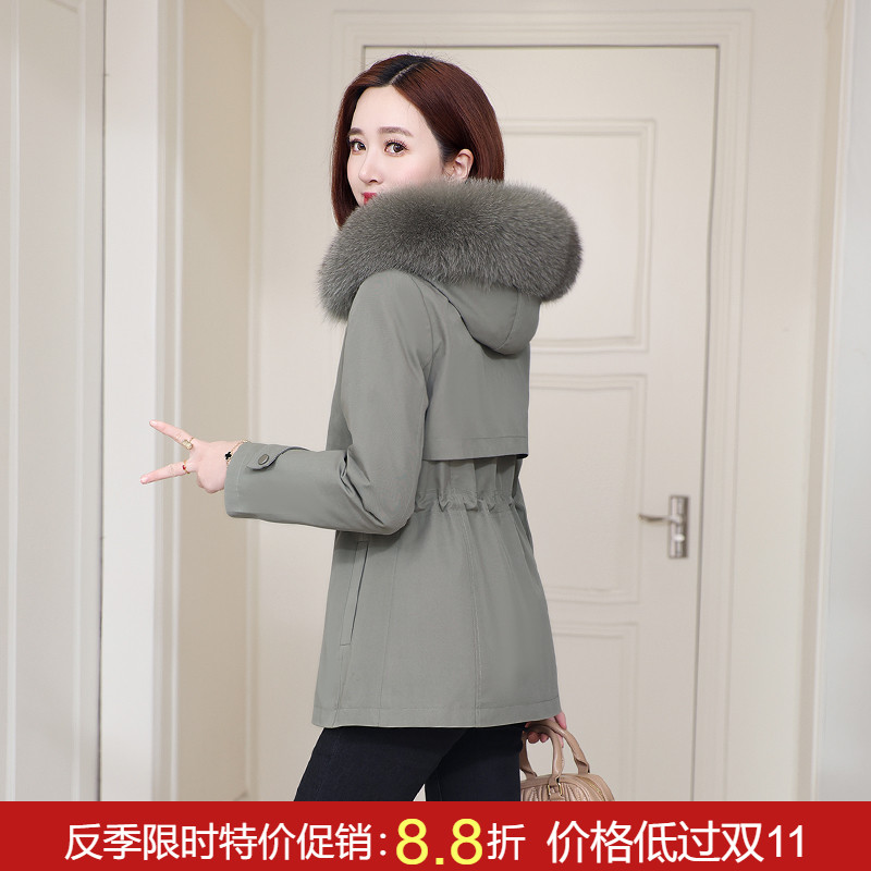 派克服女冬季新款小个子狐狸毛獭兔毛内胆可拆卸海宁皮草外套短款