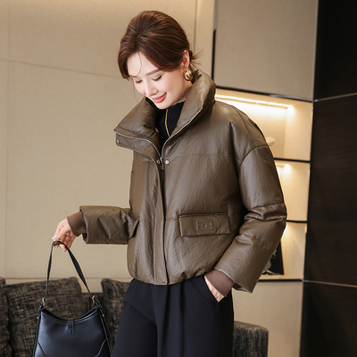 面包服真皮短款鹅绒宽松