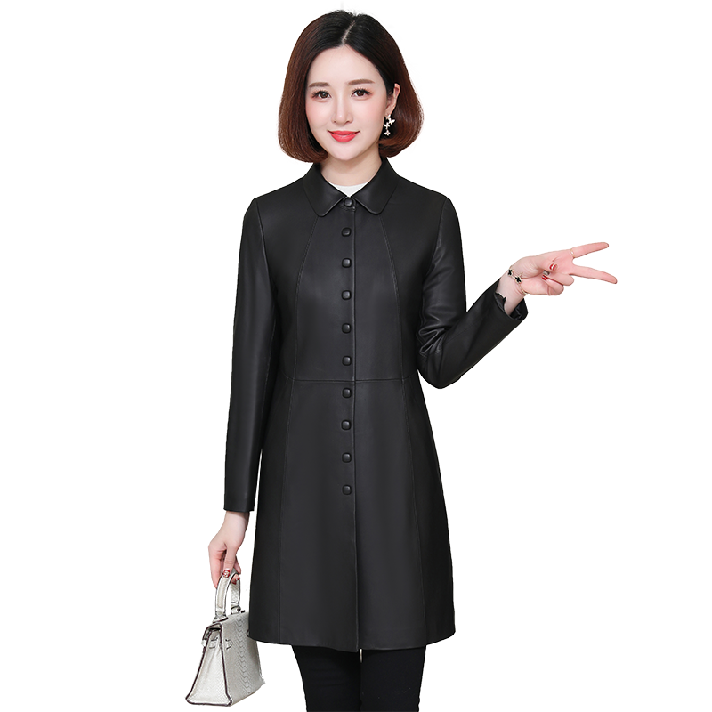 燕夫人真皮皮衣女绵羊皮中长款