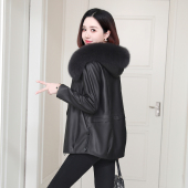 狐狸毛领可拆卸海宁绵羊皮夹克外套短款 真皮羽绒服女2025冬季 新款