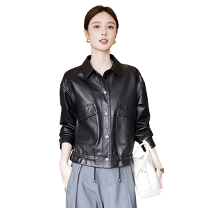 真皮皮衣女2025秋冬季新款休闲宽松海宁头层绵羊皮夹克外套短款潮