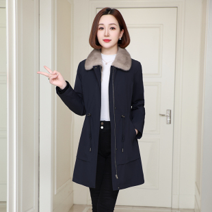 水貂皮内胆可拆卸高级尼克服海宁皮草外套中长款 派克服女冬季 新款