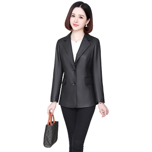 真皮皮衣女春秋季新款修身显瘦小西装海宁头层绵羊皮外套短款洋气