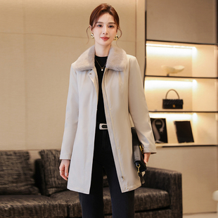 水貂毛领可拆卸鹅绒服2025秋冬季新款轻薄中年妈妈羽绒服女中长款