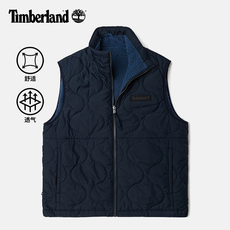 Timberland添柏岚男户外双面穿夹棉保暖休闲抓绒衣马甲背心A2HX7