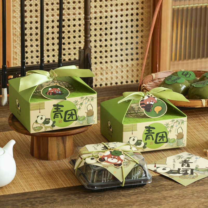 2026新款青团4粒6粒包装盒手提丝带清明果蛋黄酥雪媚娘打包盒子