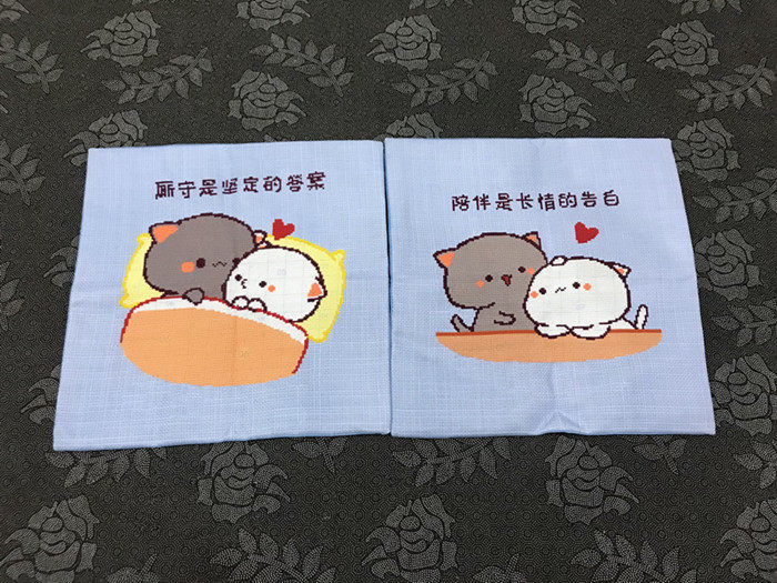 纯手工十字绣成品抱枕对枕枕套情侣爱情结婚小熊汽车沙发抱枕包邮