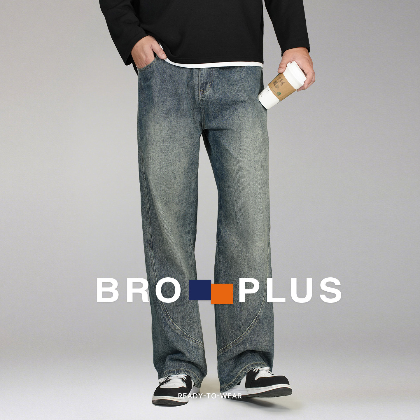 胖哥哥牛仔裤男士加肥加大2025新秋冬大码肥佬休闲宽松直筒阔腿裤