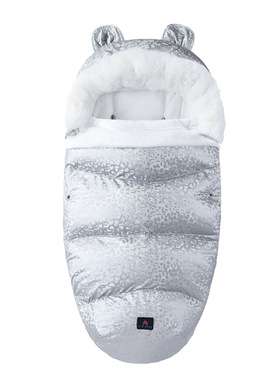 婴儿睡袋宝宝外出加厚加绒保暖推车毛领冬季新生儿防踢被欧美抱被