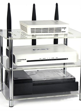 亚克力材质三层无线路由器ADSL光猫IPTV机顶盒散热架置物架收纳盒