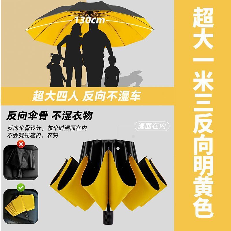 家用超大号雨伞130cm三折叠男女商务四人晴雨两用钓鱼抗风暴伞