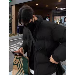 外套美式 秋冬季 复古拉链棉衣加厚宽松休闲百搭纯色立领棉服面包服