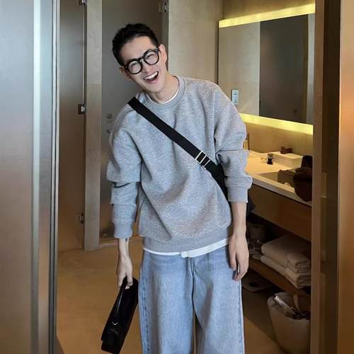 美式重磅纯棉卫衣休闲百搭上衣男