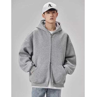 重磅纯棉开衫连帽卫衣秋冬美式