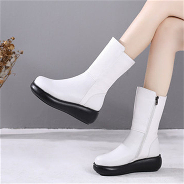 2020马丁靴女厚底平底中筒靴2020秋冬雪地靴白色舒适春秋单靴,女鞋,时装靴,淘宝优惠券,粉丝福利购,淘宝优惠卷