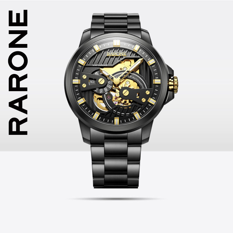 Rarone雷诺狼人杀联名手表男款镂空机械手表国产腕表防水男士手表