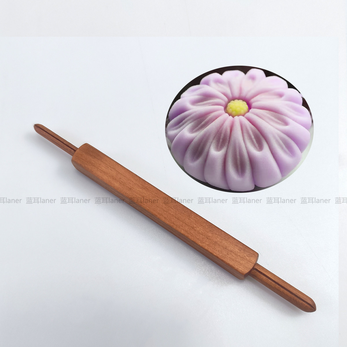 日本手工和果子工具付筋双头丸棒推棒樱花木菊花模唐菓子专用工具