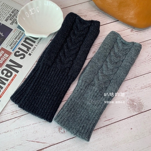 韩版加长半指手套可玩手机麻花羊绒秋冬季日系保暖洋气2025新款