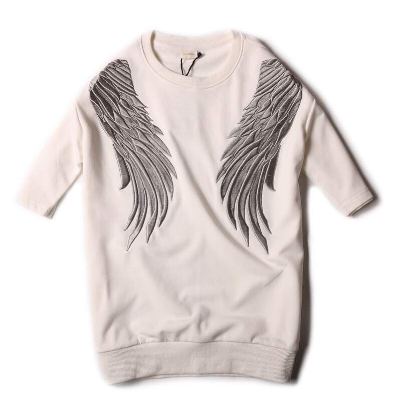 ins欧美街头潮牌翅膀刺绣宽松圆领短袖情侣打底衫套头卫衣男秋季|ruв категории Мужская одежда, свитер - от Buy2taobao.com для оказания профессиональной услуги покупки агента Taobao