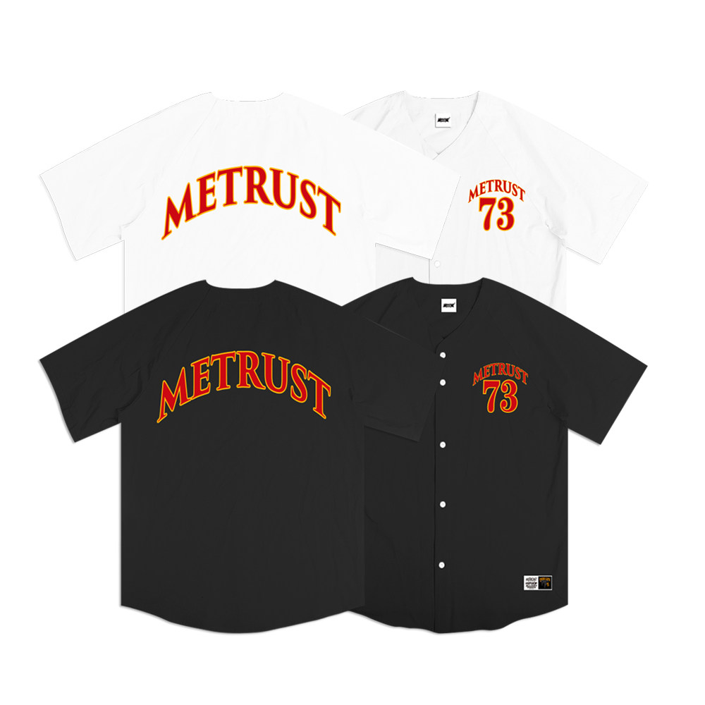 蜜丘琳新款METRUST国潮 街头街舞嘻哈学生潮流小领口短袖棒球衫