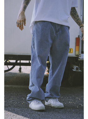 蜜丘琳水洗复古HIPHOP滑板裤BBOY街舞裤牛仔裤男潮流宽松长裤子