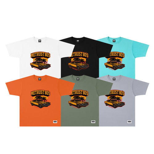 美式复古汽车印花宽松短袖T恤